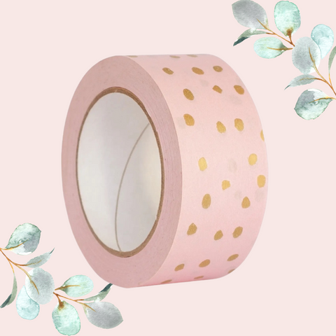 Pink with  gold polka dot Eco tape